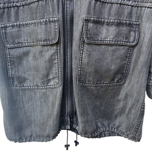 W by WORTH Jacket Size P (XS/S) Denim Gray Wash Tencel Casual Utility Coat - Picture 6 of 11